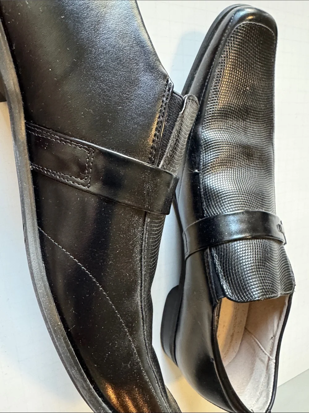 Stacy Adams Black Textured Monk Strap Slip-On Loafers